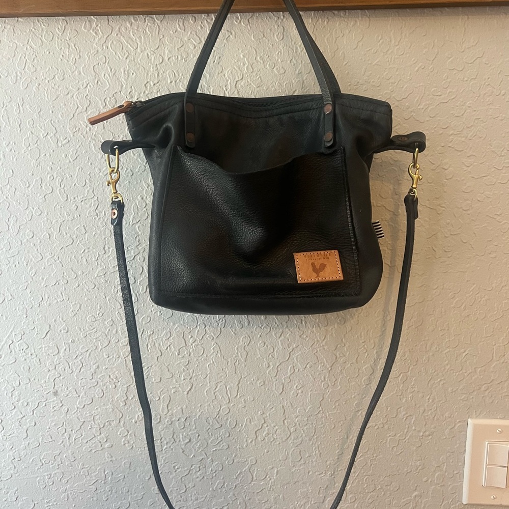 Black Leather Tote Bag